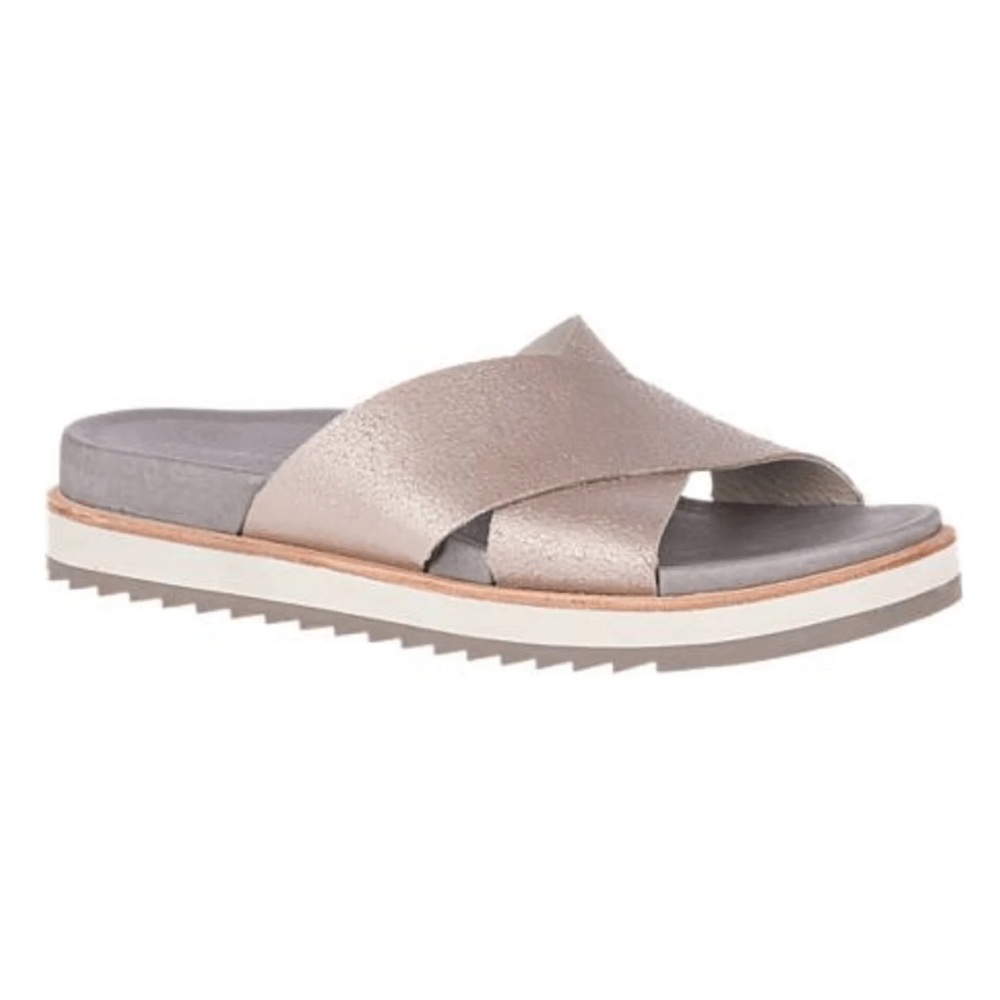 Merrell Juno Flats Metallic 7 Leather Platform Slide Sandals Comfort Resortwear